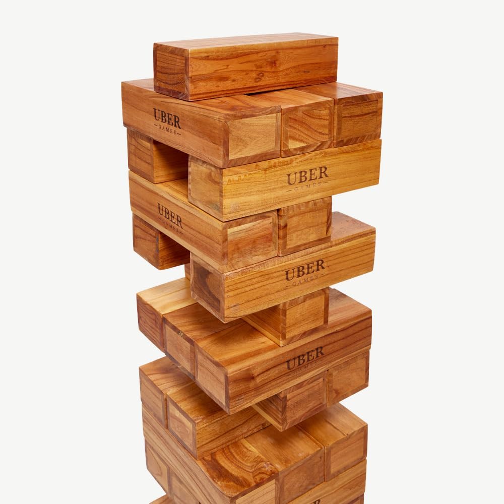 Hartholz Wackelturm XXL bis 250cm - Stapelturmspiel : das härteste Holz auf dem Markt - 100% Indien