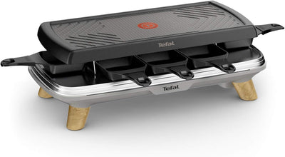 Tefal Raclette Gourmet RE610D | Raclette und Tischgrill | 8 Personen | Extra tiefe Pfännchen | Antih