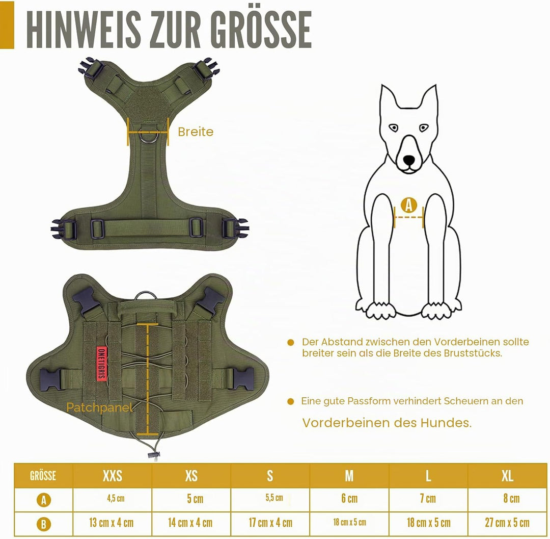 OneTigris Taktische Hundeweste Service Hundegeschirr MOLLE Hundeausbildung Geschirr 1000D Nylon (M,