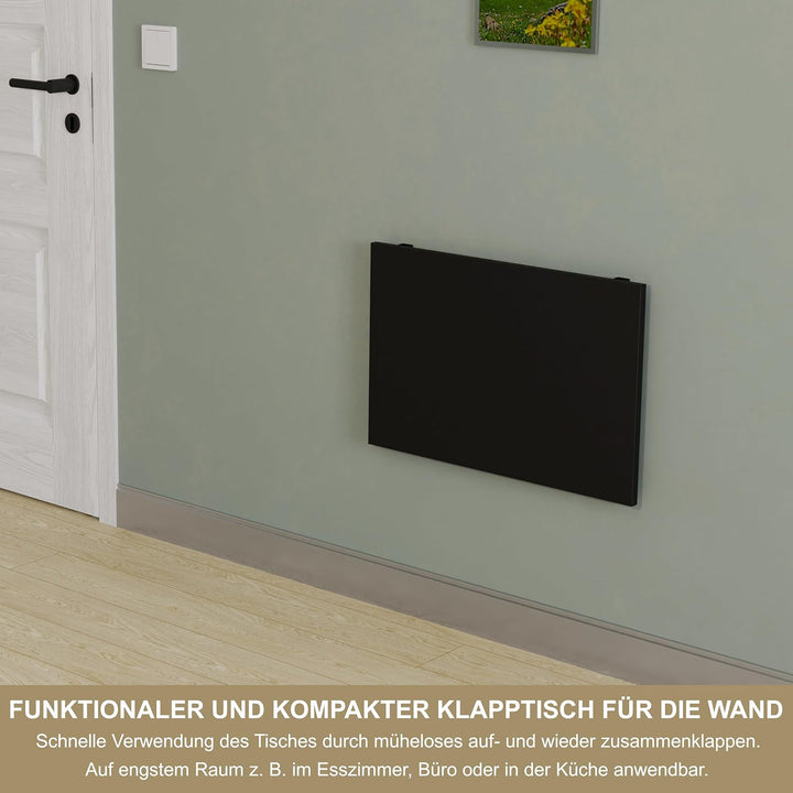 KDR Wandklapptisch 60x40 cm – Klapptisch zur Wandmontage, platzsparender Wandtisch, klappbarer Essti