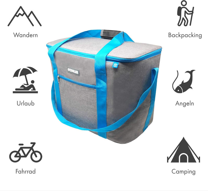ToCi Kühltasche 14 Liter + 6 Kühlpacks – Isolierte Thermotasche für Picknick, Camping, Wandern &amp; Gri