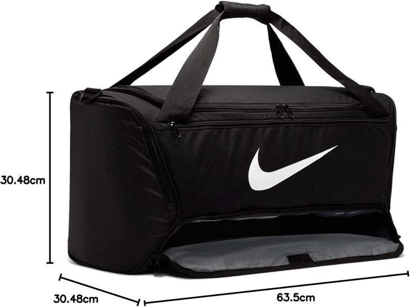 Nike Brasilia (Medium) Trainingstasche, Black/Black/White, 64 x 30 x 30 cm Single, Single