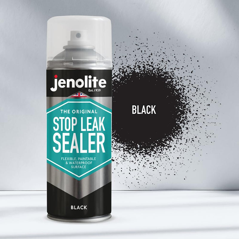 JENOLITE Stop Leak Dichtungsspray | SCHWARZ | Wasserdichter Dichtstoff | Stopft, Versiegelt & Behebt