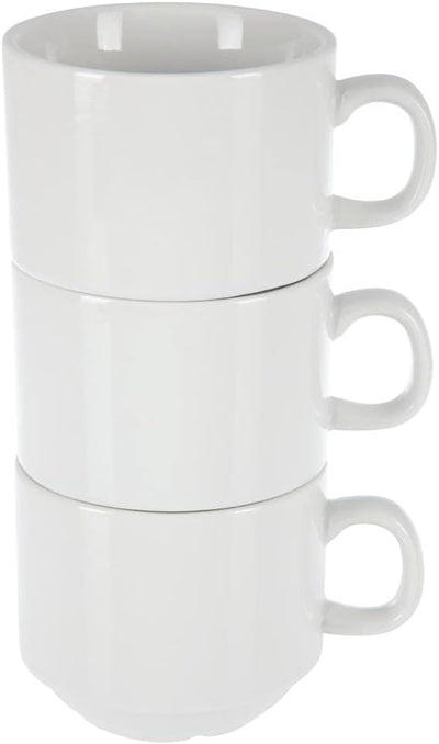 Olympia Whiteware stapelbare Teetassen, 200 ml (12 Stück), weisses Porzellan, Teetassen und Kaffeeta