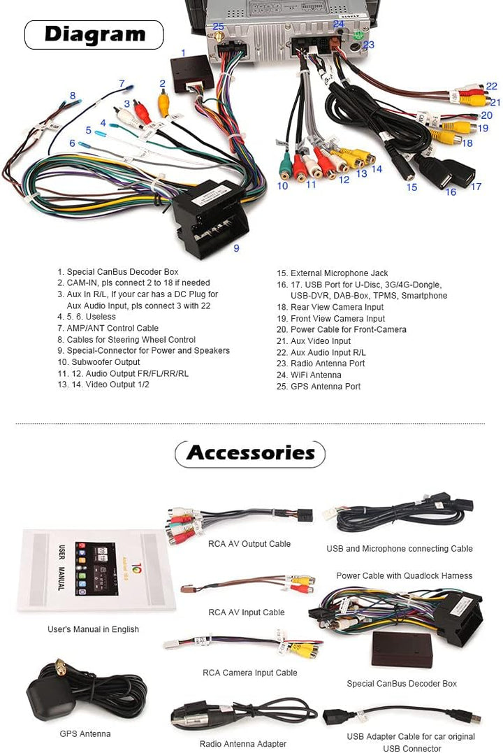 erisin Autoradio GPS Sat Nav DAB + Radio Touchscreen für VW Passat CC B6 B7 8-Core 10.1 Zoll Android