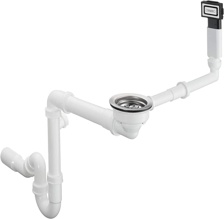 hansgrohe Manuelle Ab- und Überlaufgarnitur für Einzelbecken, granit chrom, D16-10, 470.0 x 250.0 x