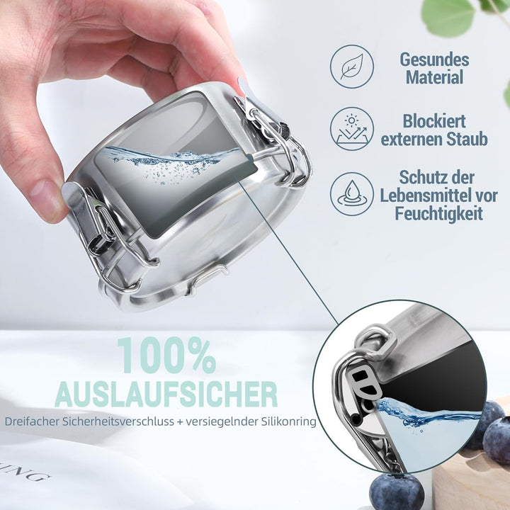 Kieaisy Edelstahl Dose (3 Stück), Lebensmittelbehälter Kinder, 200ml Klein Dosen, Snackbox, Aufbewah