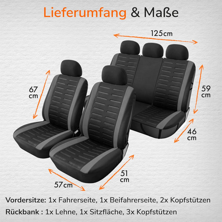 Upgrade4cars Autositzbezüge Set Universal Version 2026 | Auto-Schonbezüge für die Vordersitze & Rück