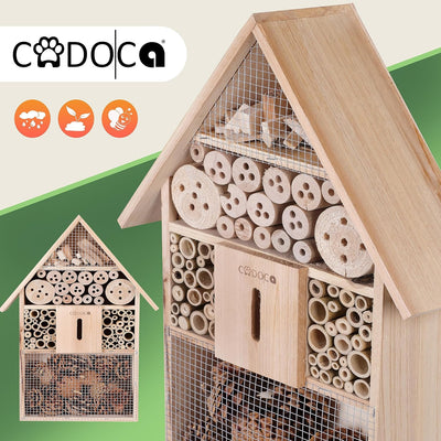 CADOCA® 2X Insektenhotel 48x31x10cm Holz Spitzdach Garten Bienenhotel Insektenhaus Nistkasten wetter