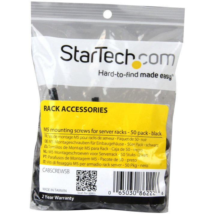 StarTech.com M5 x 12mm - Montageschrauben - 50er Pack - Schwarz - M5 Schrauben für Server Racks 50 x