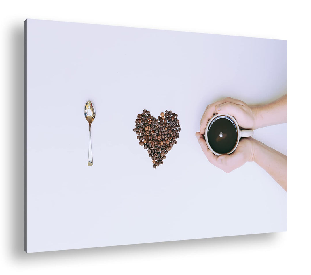 deyoli Kaffeebohnen in kreativer Herzform im Format: 80x60 als Leinwandbild, Motiv fertig gerahmt au