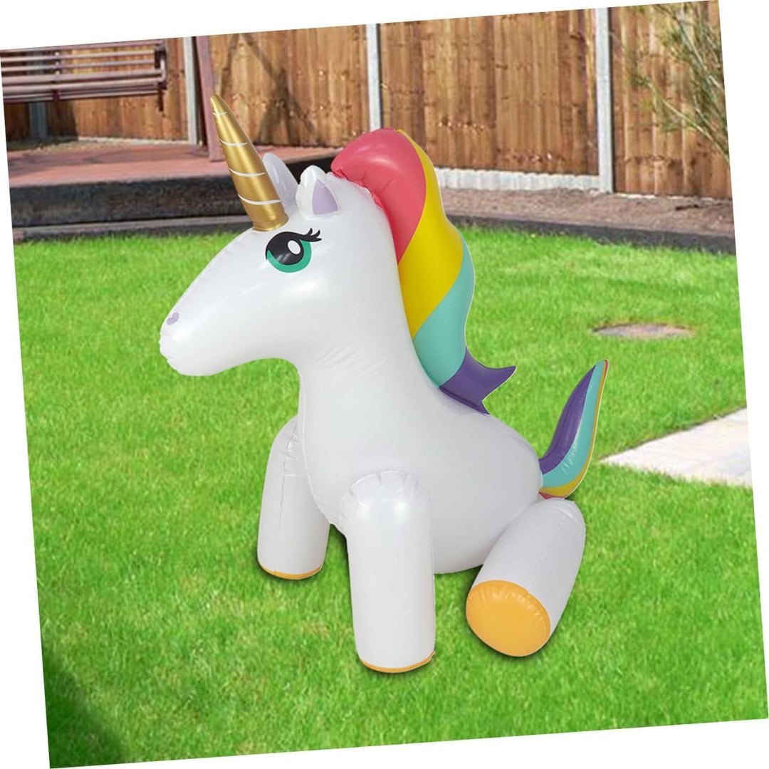BESTonZON Aufblasbarer Einhorn Wassersprinkler für Outdoor Gartensprinkler Sommerspass Wasserspielze