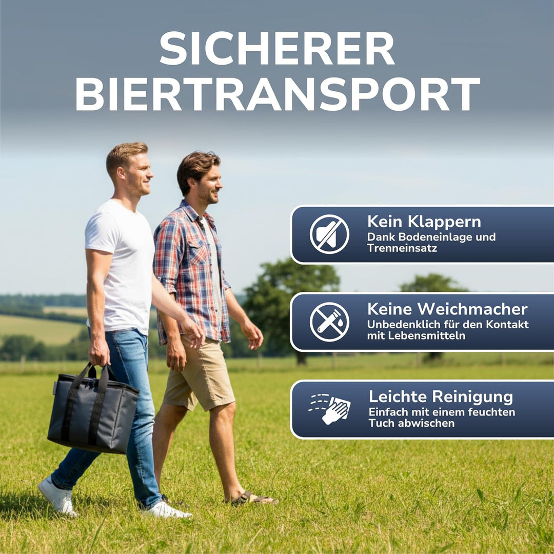Bier Kühltasche - mit Trenneinsatz für Bierflaschen - Männerhandtasche