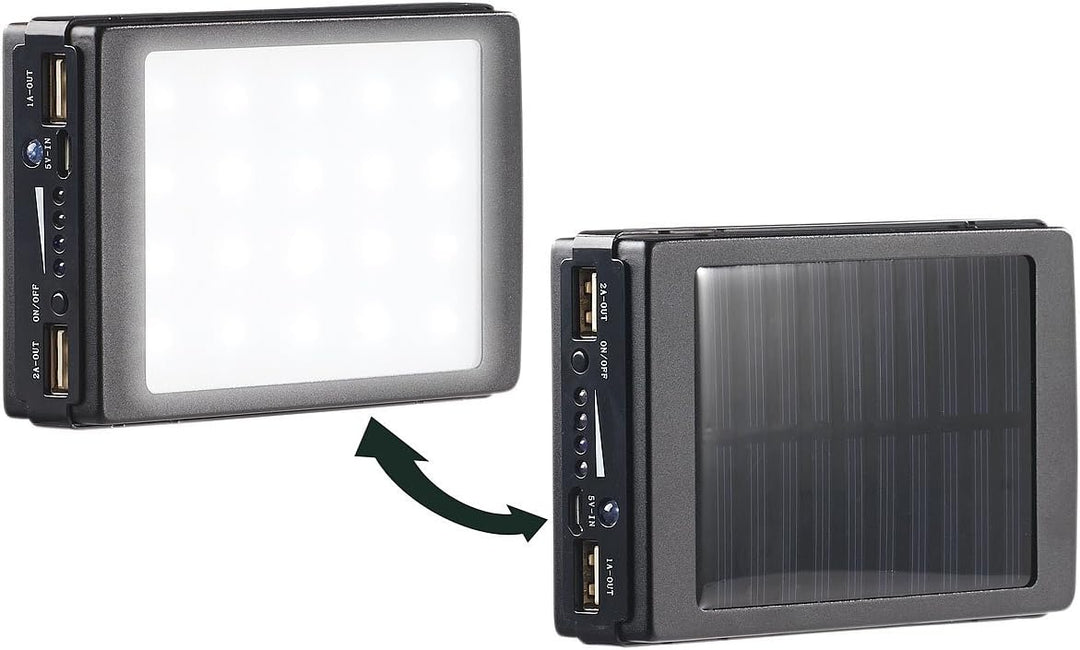 revolt Taschenlampe Solar: 2in1-Solar-Powerbank mit Campingleuchte, 11.000 mAh, 20 LEDs, 240 lm (Sol