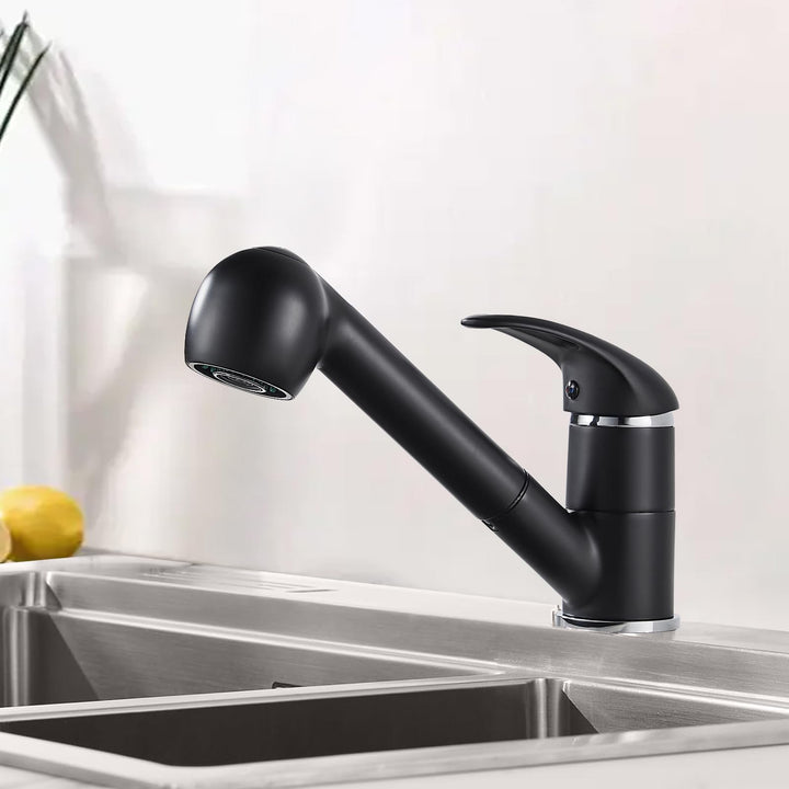 Namuoto Küchenarmatur Ausziehbar Schwarz,360° Drehbar Wasserhahn Küche,Armatur Küche mit 2 Wasseraus