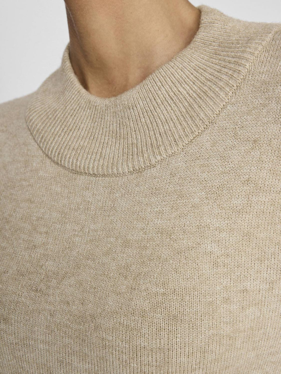 Vila Damen VIRIL Crew Neck L/S MIDI Dress - NO 14061427 XS Natural Melange, XS Natural Melange