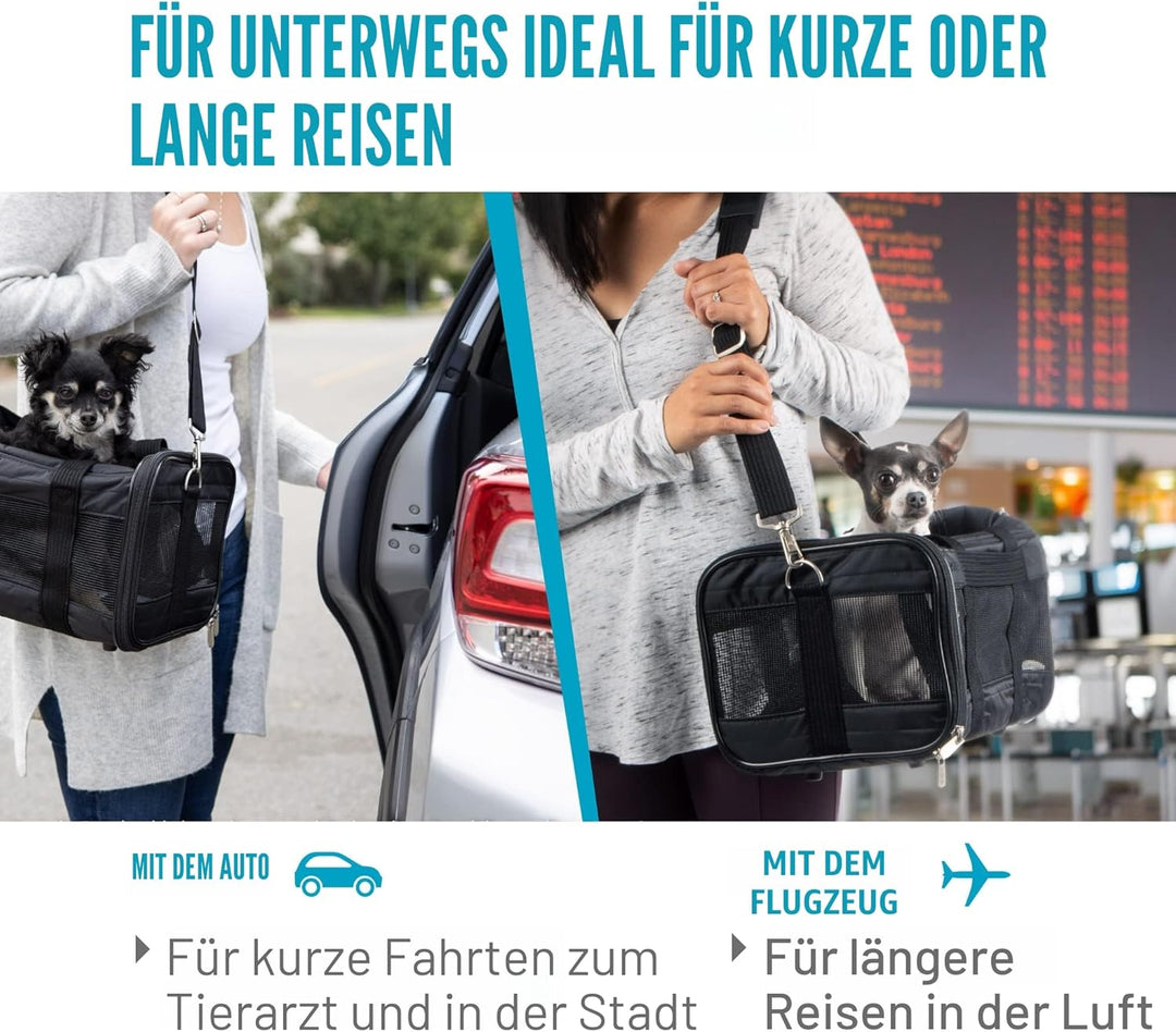 Sherpa Original Deluxe Transportbox für Haustiere, für Fluggesellschaften zugelassen, schwarzes Gitt