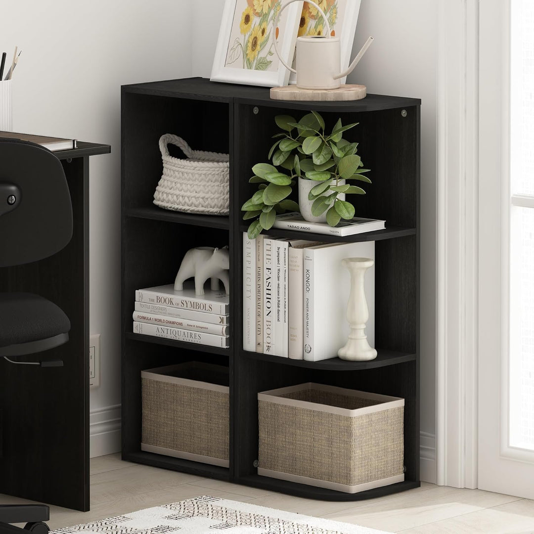 Furinno Pasir Bücherregal, offen, 3 Ebenen, Schwarzholz Schwarzholz 3-Tier Cube Regal, Schwarzholz 3