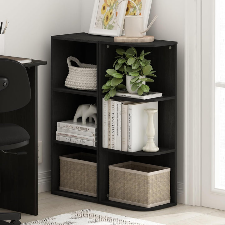 Furinno Pasir Bücherregal, offen, 3 Ebenen, Schwarzholz Schwarzholz 3-Tier Cube Regal, Schwarzholz 3