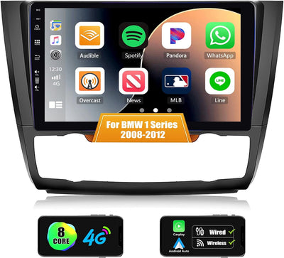 8 Core CAMECHO Android 12 [2G+32G] Autoradio für BMW 1 Serie E81 E82 E87 E88,9-Zoll Bildschirm mit C