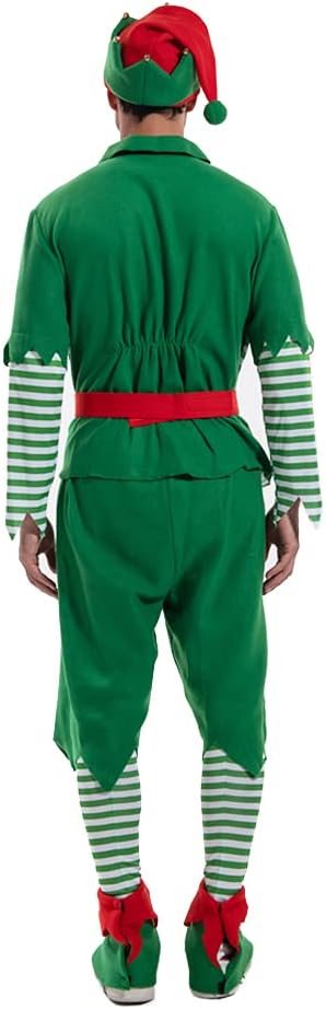 EraSpooky Elfenkostüm für Herren Weihnachten Weihnachtsmann Helfer Kostüm Outfits Rot und Grün, L