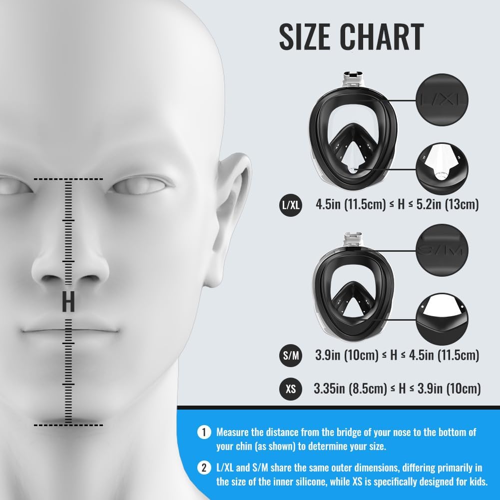 G2RISE® Schnorchelmaske, Tauchmaske, Faltbare CO2-sichere Schnorchel Vollmaske mit Kameraposition fü