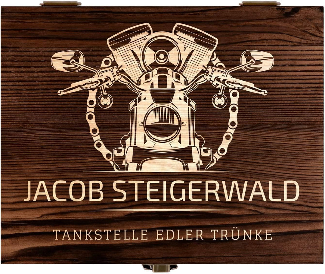 Maverton Whisky Steine Set - in Holzbox mit Gravur - 8 Eiswürfel & 2 Whisky Gläser - wiederverwendba