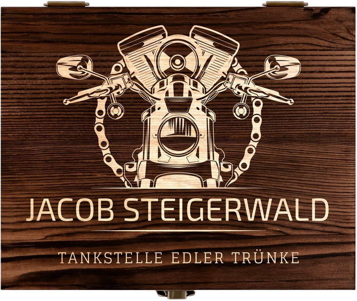 Maverton Whisky Steine Set - in Holzbox mit Gravur - 8 Eiswürfel & 2 Whisky Gläser - wiederverwendba