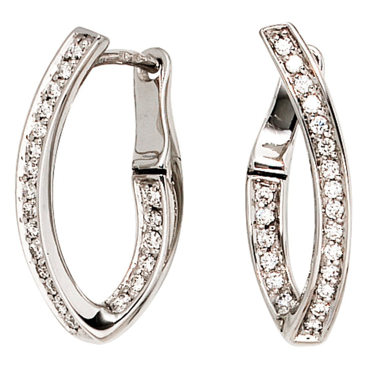 JOBO Damen-Creolen aus 585 Weissgold mit 42 Diamanten