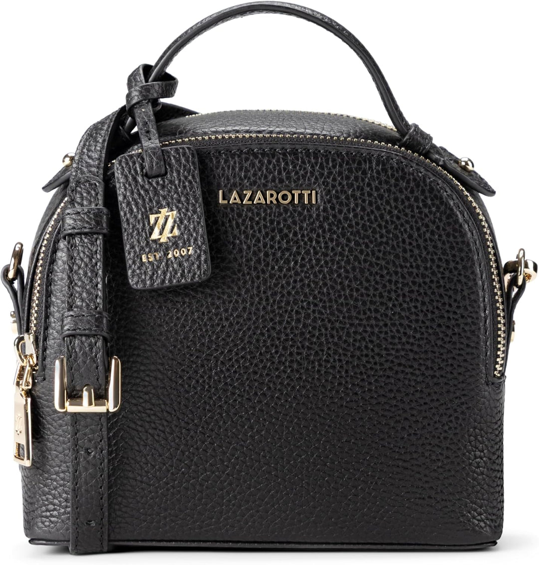 Lazarotti Bologna Leder Handtasche Damen | 2 Hauptfächer & abnehmbaren Tragegurt | mittelgrosse Henk