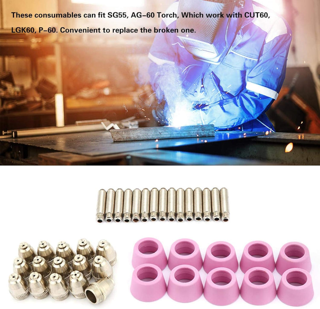 Kuuleyn Plasmaschneider Zubehör P60, 40 Stück/Set AG60 SG55 Plasmaschneider Schneidbrenner Verbrauch