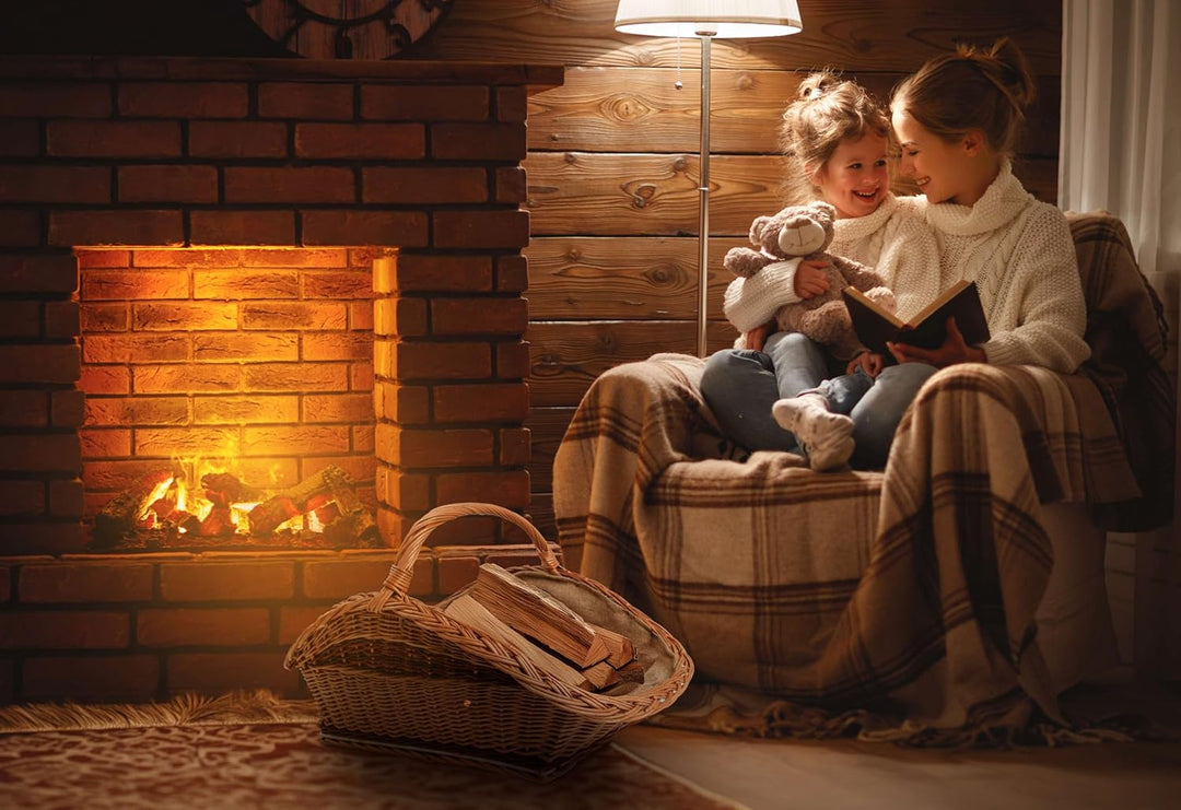 BOGATECO Weidenkorb mit Henkel, rechteckig | Kaminkorb 60x40x28 | Handgewebt, massiv | Holzkorb mit