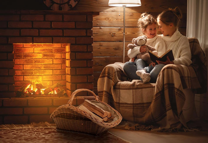 BOGATECO Weidenkorb mit Henkel, rechteckig | Kaminkorb 60x40x28 | Handgewebt, massiv | Holzkorb mit