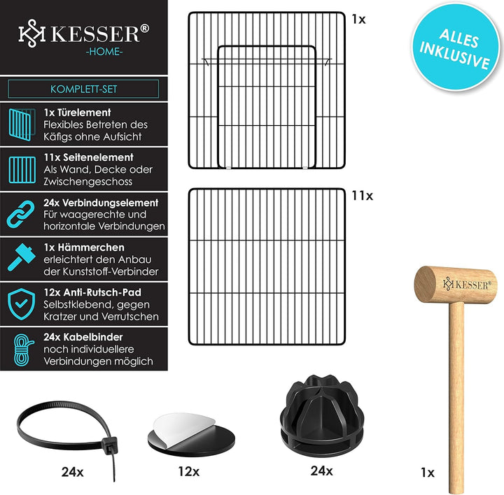 KESSER® Freigehege Gittergehege für Kaninchen aus Metallgitter XXL inkl. Tür Kleintiergehege Meersch
