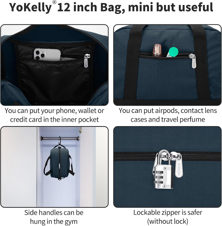 Sporttasche klein, Reisetasche 12L Mini Handgepäck Tasche für Weekender, Fitnesstasche 30x20x25cm-Na