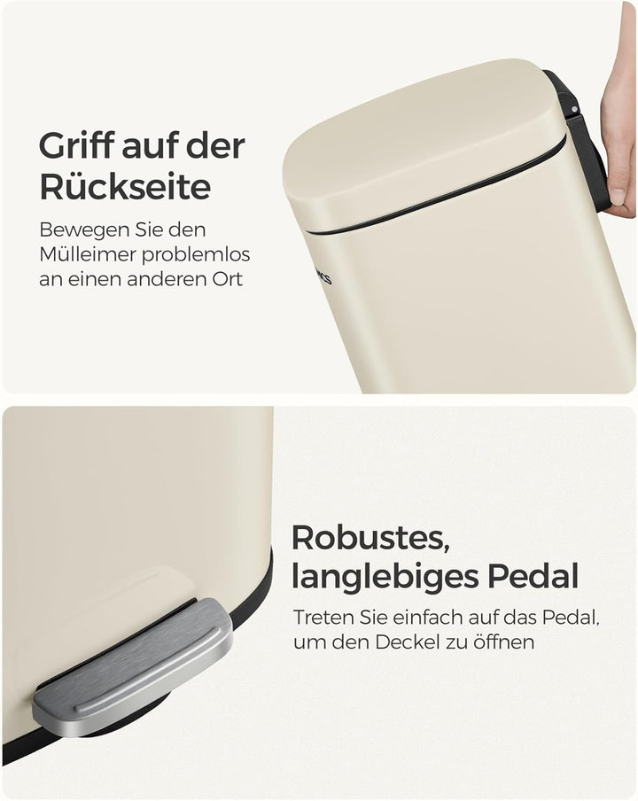 SONGMICS Mülleimer Küche, 30 Liter, Abfalleimer, Tretmülleimer, Küchenmülleimer mit Softclose-Deckel