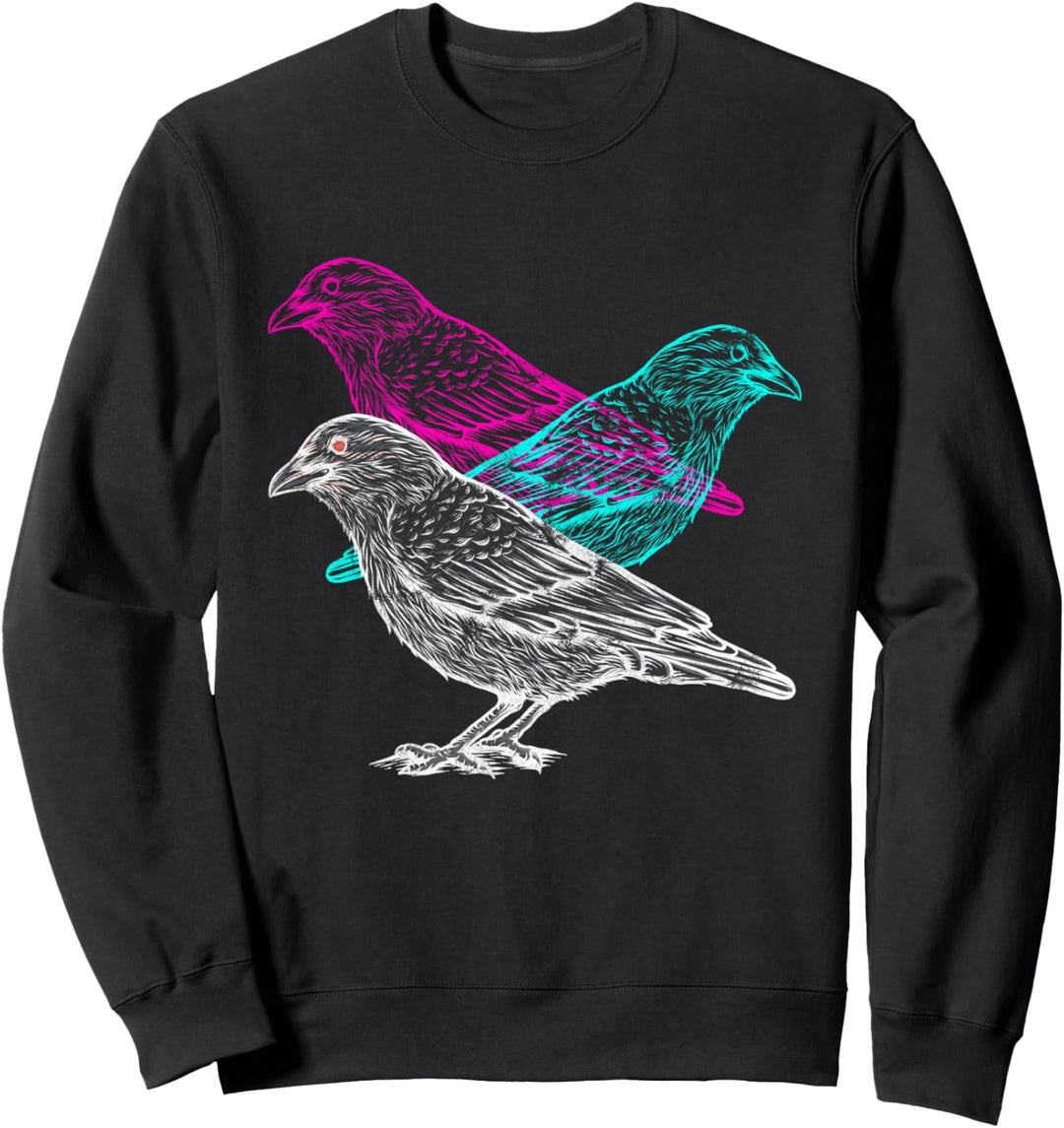 Rabe Retro Vaporwave Vogel Lover Aesthetic Black Krähe Sweatshirt
