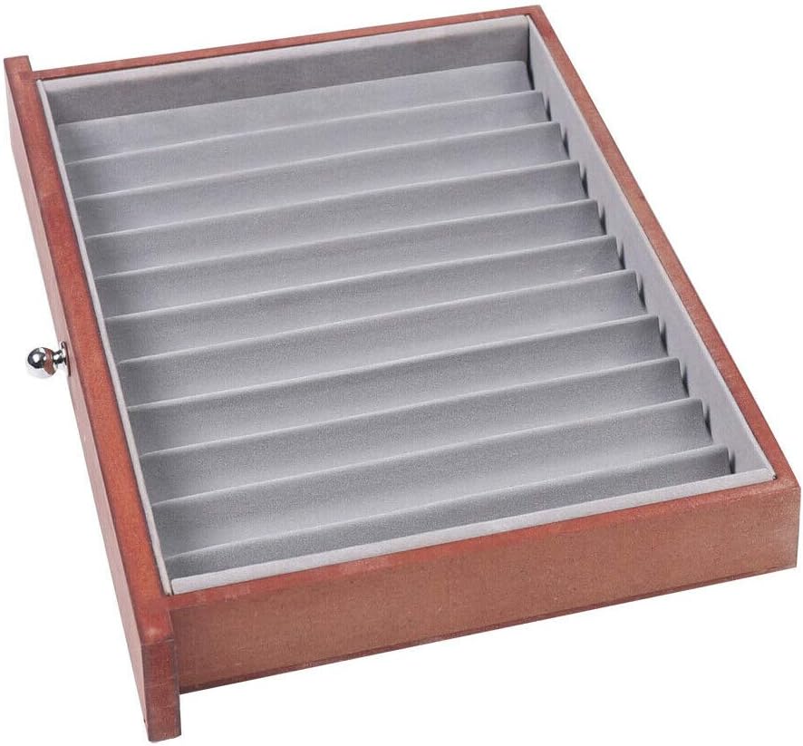 WindWilder Stifthalterbox mit vitrine für 34 Stifte, Rosenholz Holzstifte Pen Display Box mit Anzeig