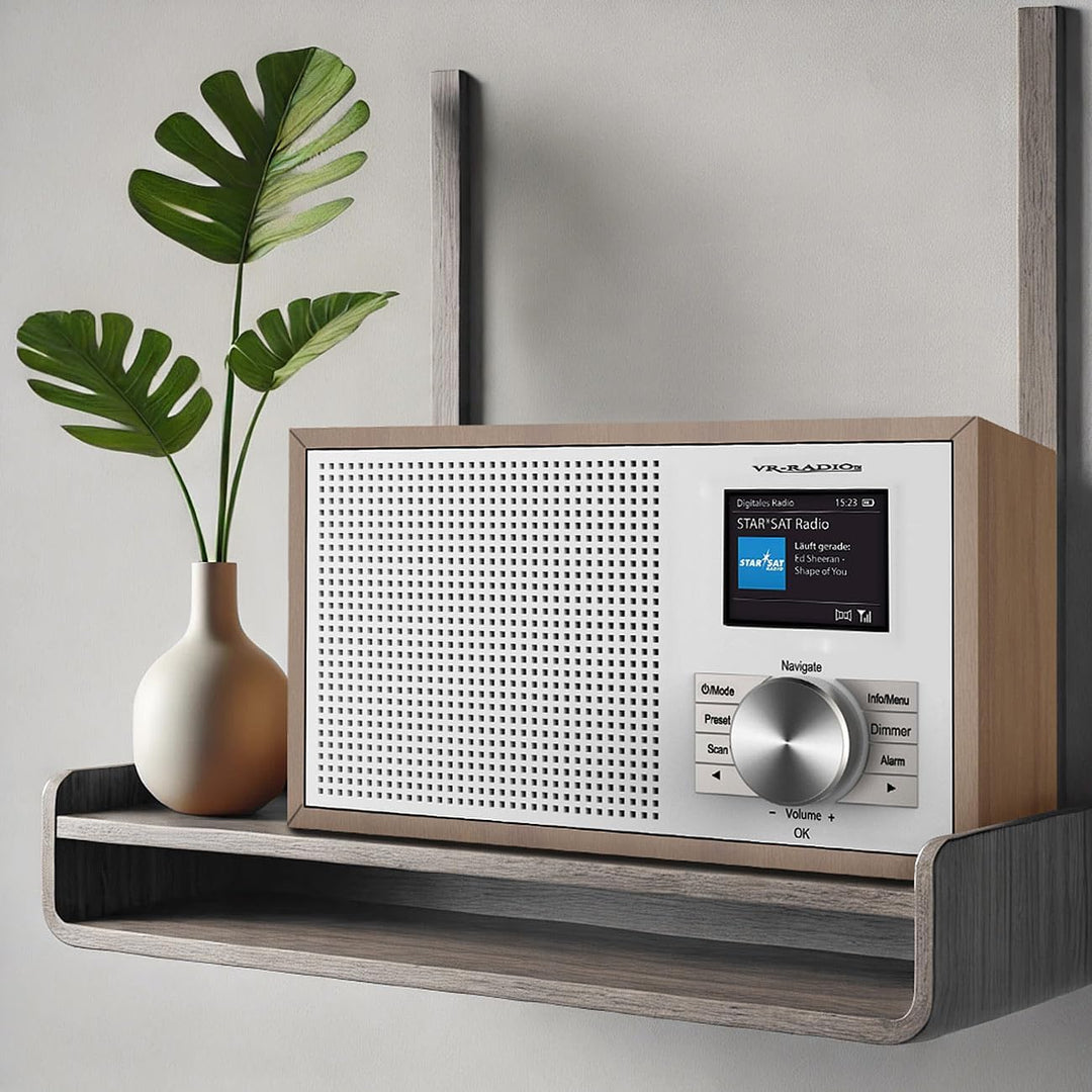 VR-Radio Digitalradio: Digitales DAB+-Radio, 2,4"/6,1-cm-Farbdisplay, Bluetooth, Holzgehäuse (Radiow