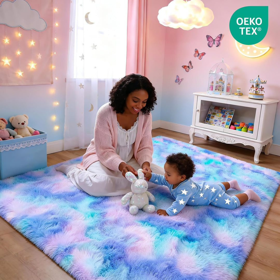 MARATIP Plüsch Teppich, Flauschiger Rund, Grosse Grösse Modernes Wohnzimmer, Kinder Mädchen, Weicher