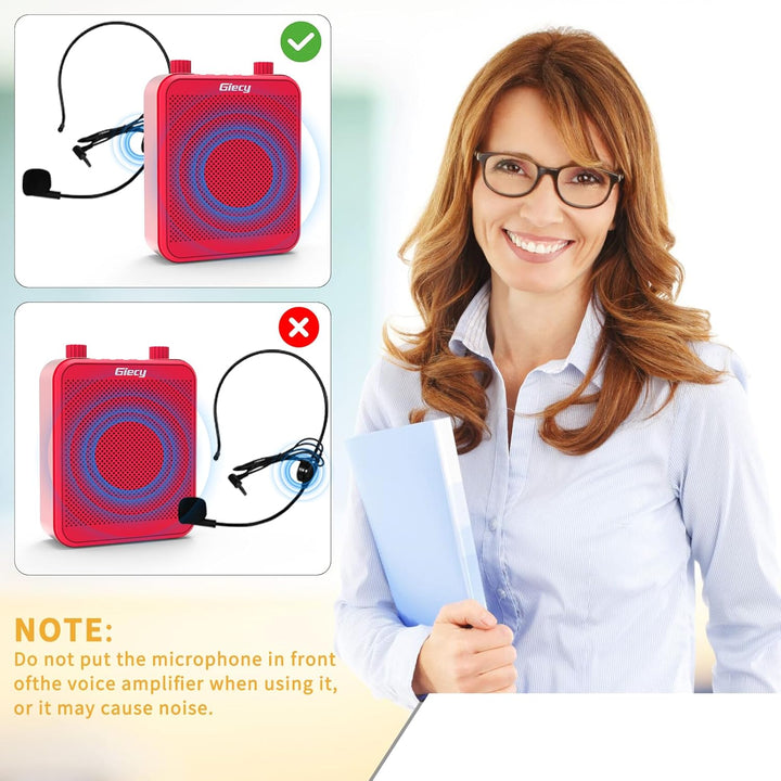 Giecy Sprachverstärker tragbar 30W 2200mAh Akku mit grosser Kapazität und Mikrofon Headset für Klass