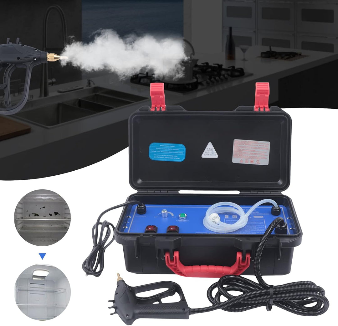 3000W Dampfreiniger Dampfdruck 3-5 bar Tragbarer Dampfreiniger Toolbox-Design mit 2 Arten von Bürste