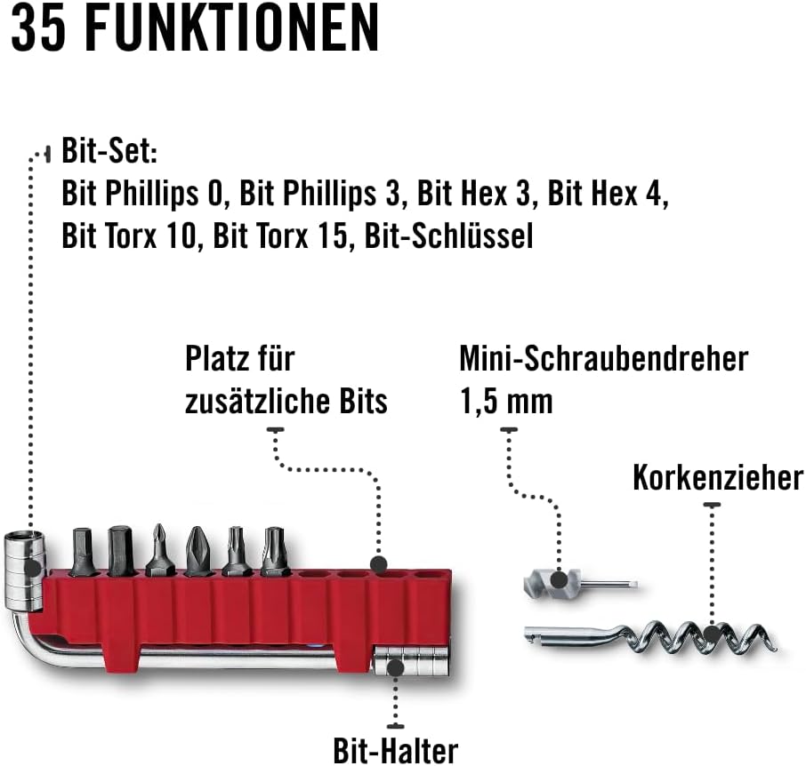 Victorinox Multifunktionswerkzeug Swiss Tool Spirit X Plus, 35 Funktionen, Swiss Made, Multitool mit