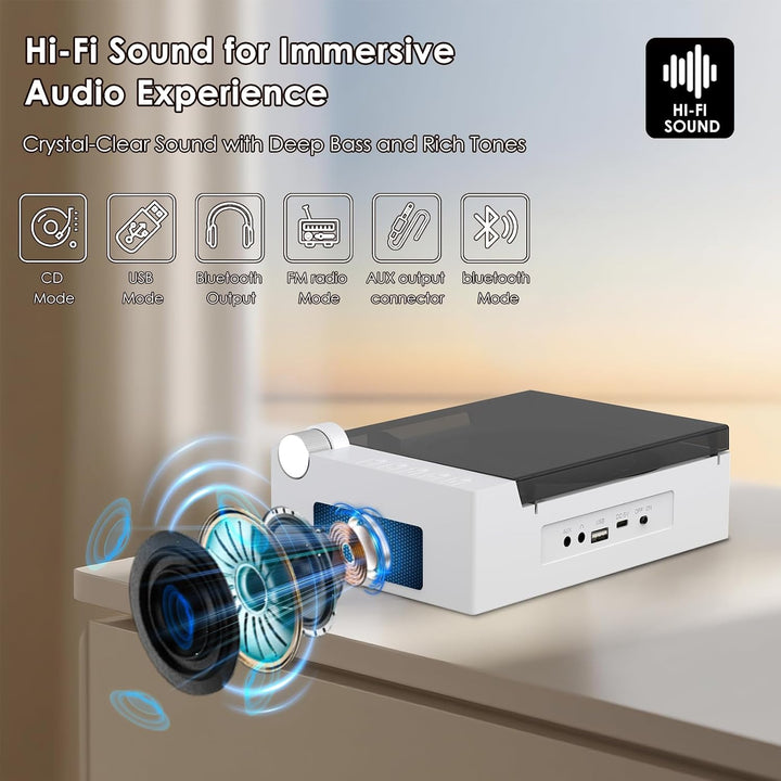 Tragbarer CD-Player für zu Hause mit Hi-Fi-Lautsprecher