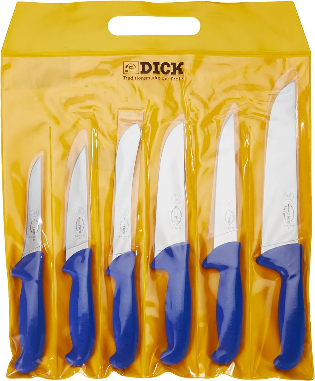F. DICK Messer Set ErgoGrip 6-teilig (Blockmesser 18, 23 cm, Stechmesser 15, Sortiermesser 18 cm, Au