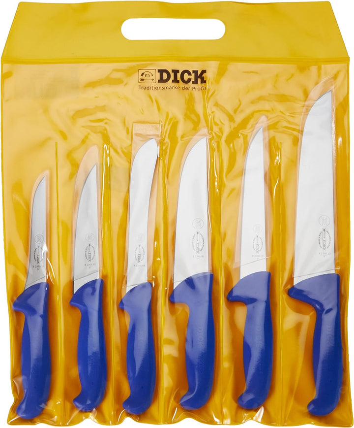 F. DICK Messer Set ErgoGrip 6-teilig (Blockmesser 18, 23 cm, Stechmesser 15, Sortiermesser 18 cm, Au