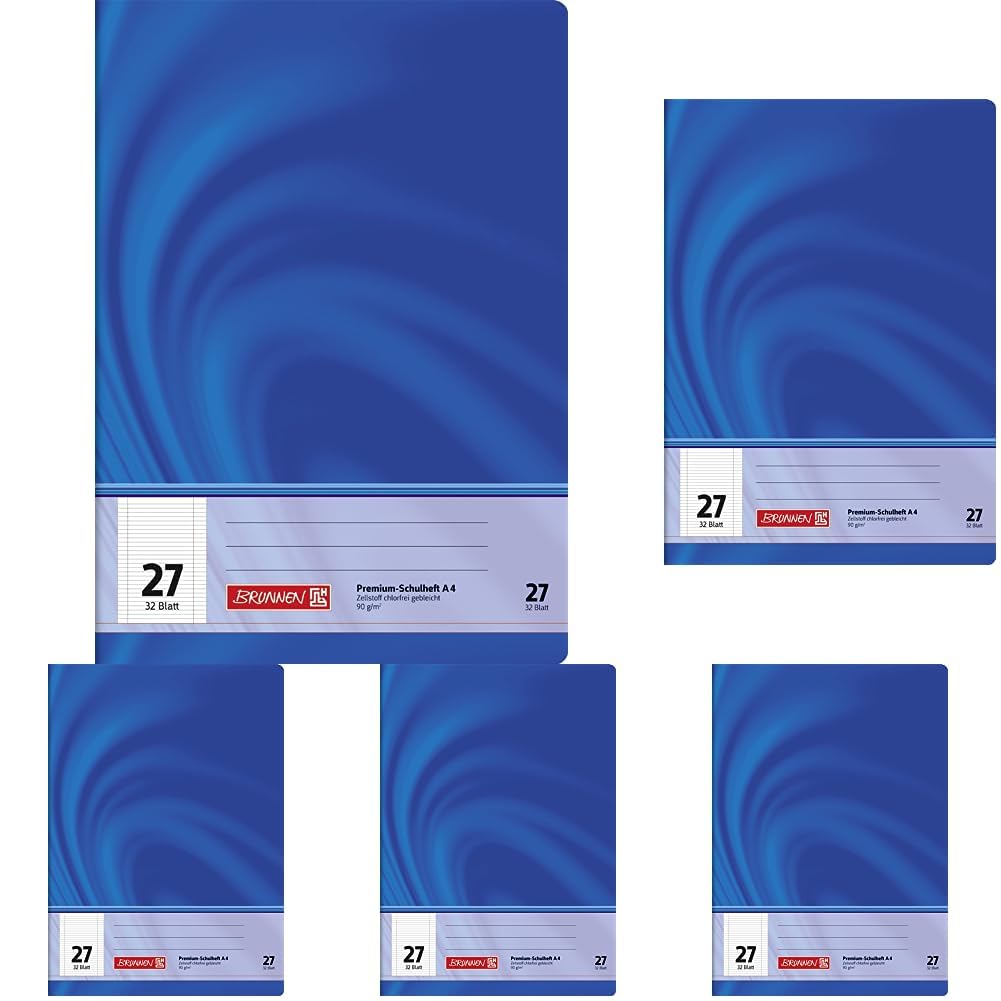 Brunnen Schulheft A4 Vivendi Lineatur 27, 32 Blatt (Packung mit 5) A4 32 Blatt (Packung mit 5), A4 3