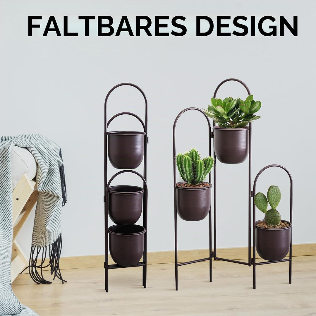 TRIROCKS Metall-Pflanzenständer für den Innenbereich, 88 cm hoher Pflanzkübelständer, 3-stufiger Eck