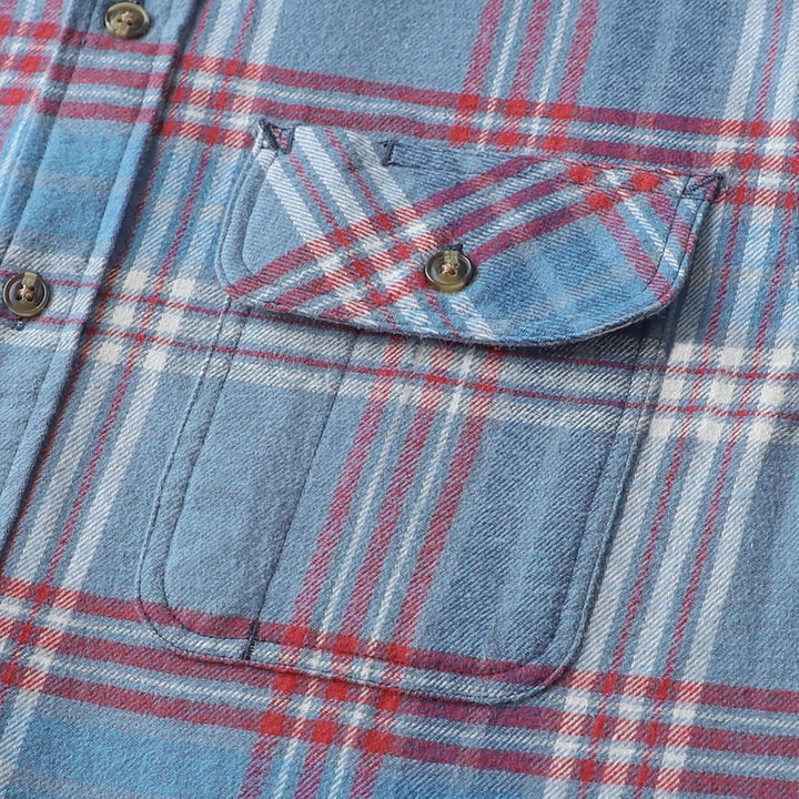 Dubinik® Flanellhemd Herren Kariert Flanellhemden Langarm Casual Button Down Freizeithemd Mit Brustt