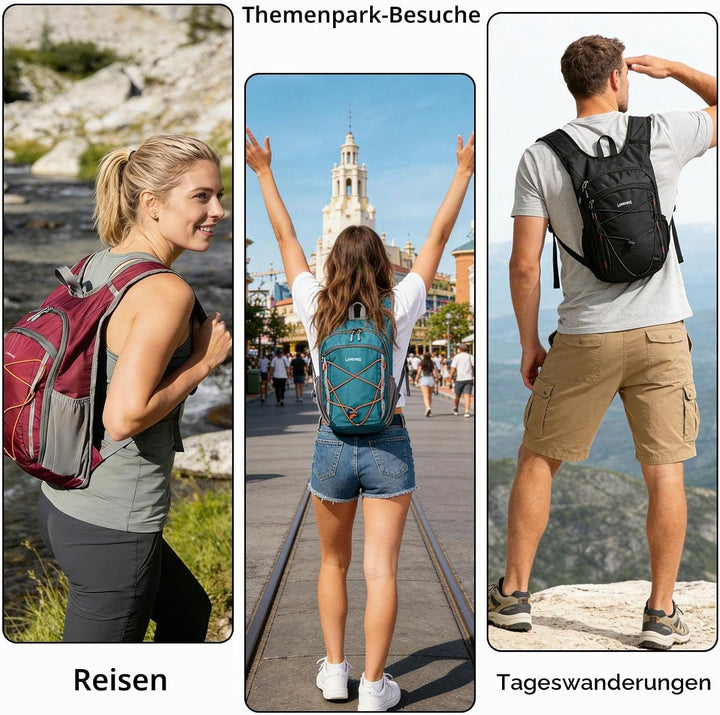 Wanderrucksack Klein 13L Faltbarer Rucksack Damen Herren Tagesrucksack Daypack Ultraleicht Trekkingr